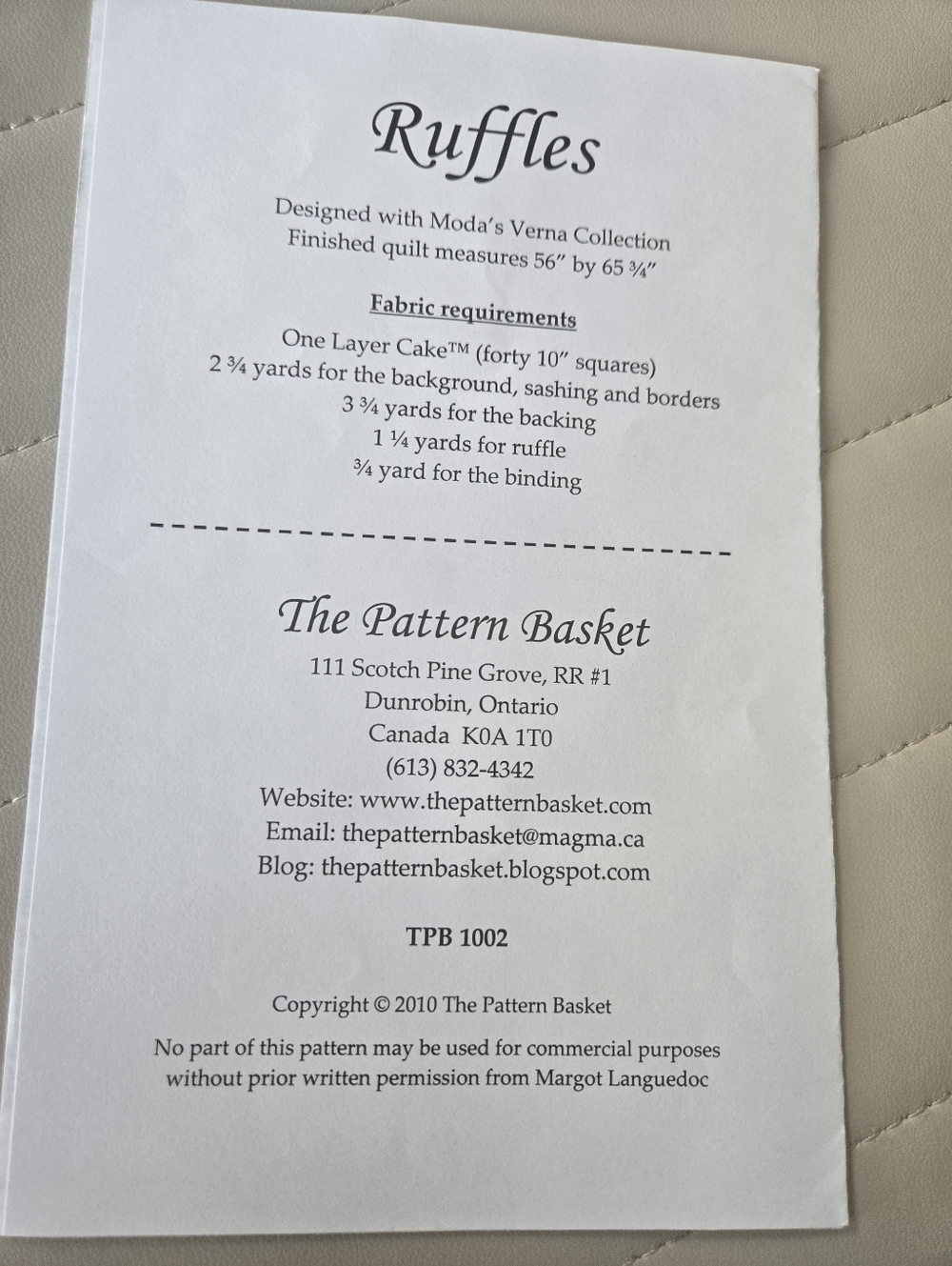 The Pattern Basket Ruffles Quilt Pattern - Picture 2 of 2
